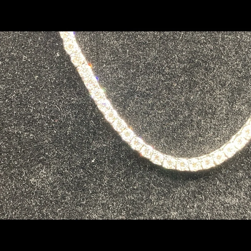 925 Silver Moissanite Tennis Chain Necklace Bracelet Set - Picture 3 of 10